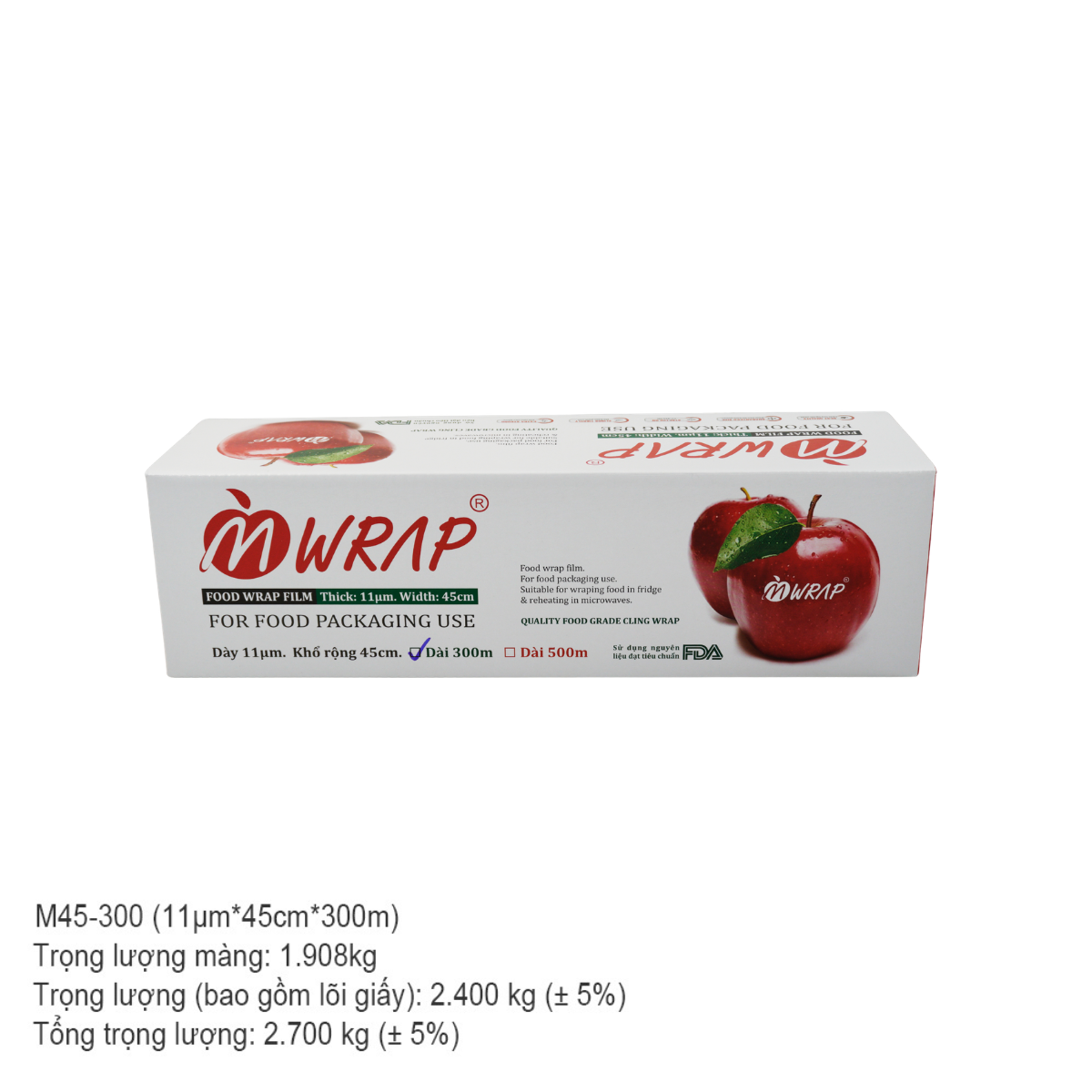 Màng bọc thực phẩm MWRAP 11mic x 45cm x 300m-hộp