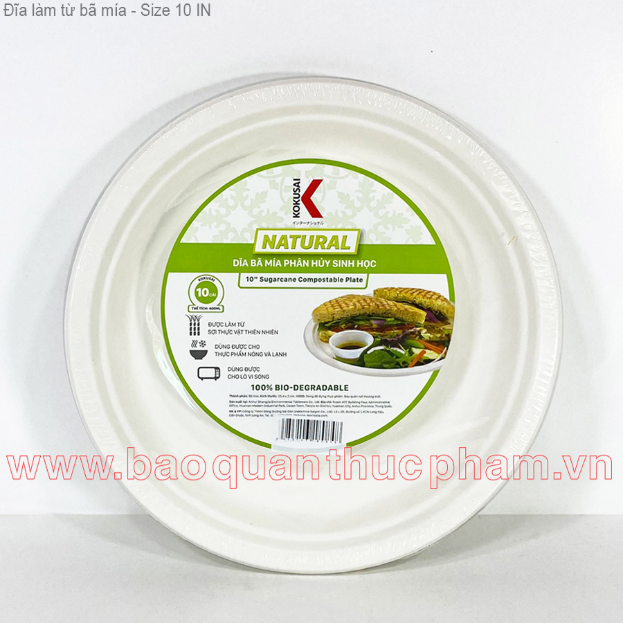Đĩa làm từ bã mía - Size 10 IN