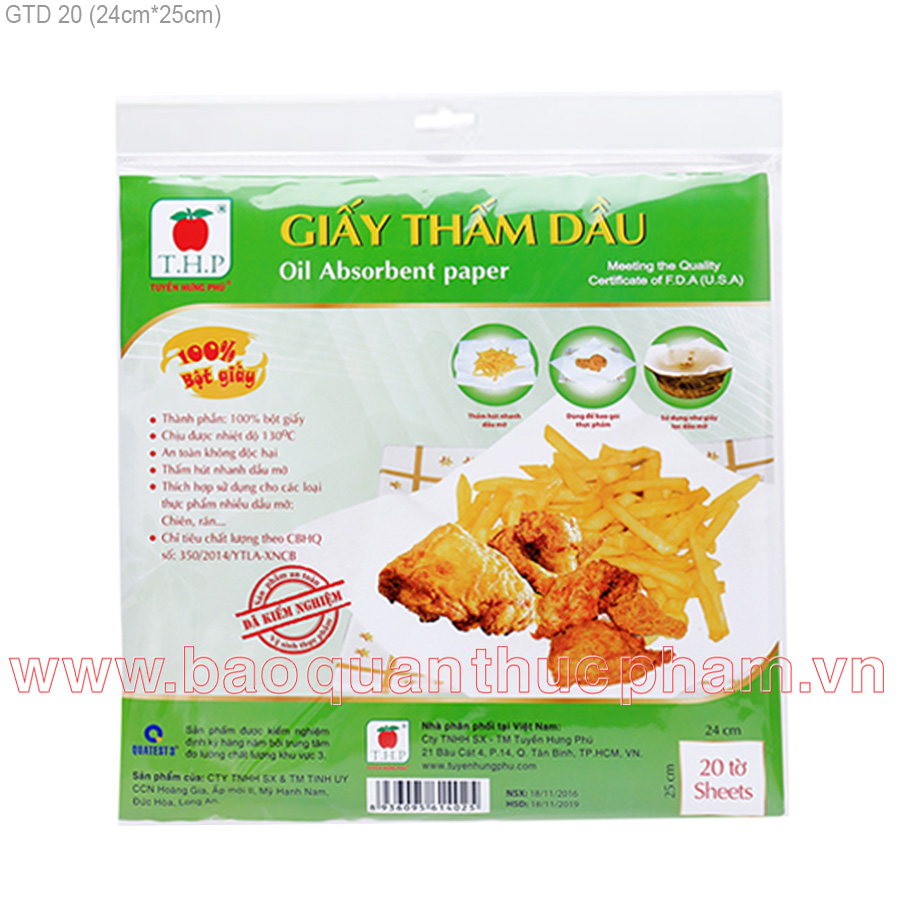 Giấy thấm dầu 24x25cm (20 tờ/xấp)